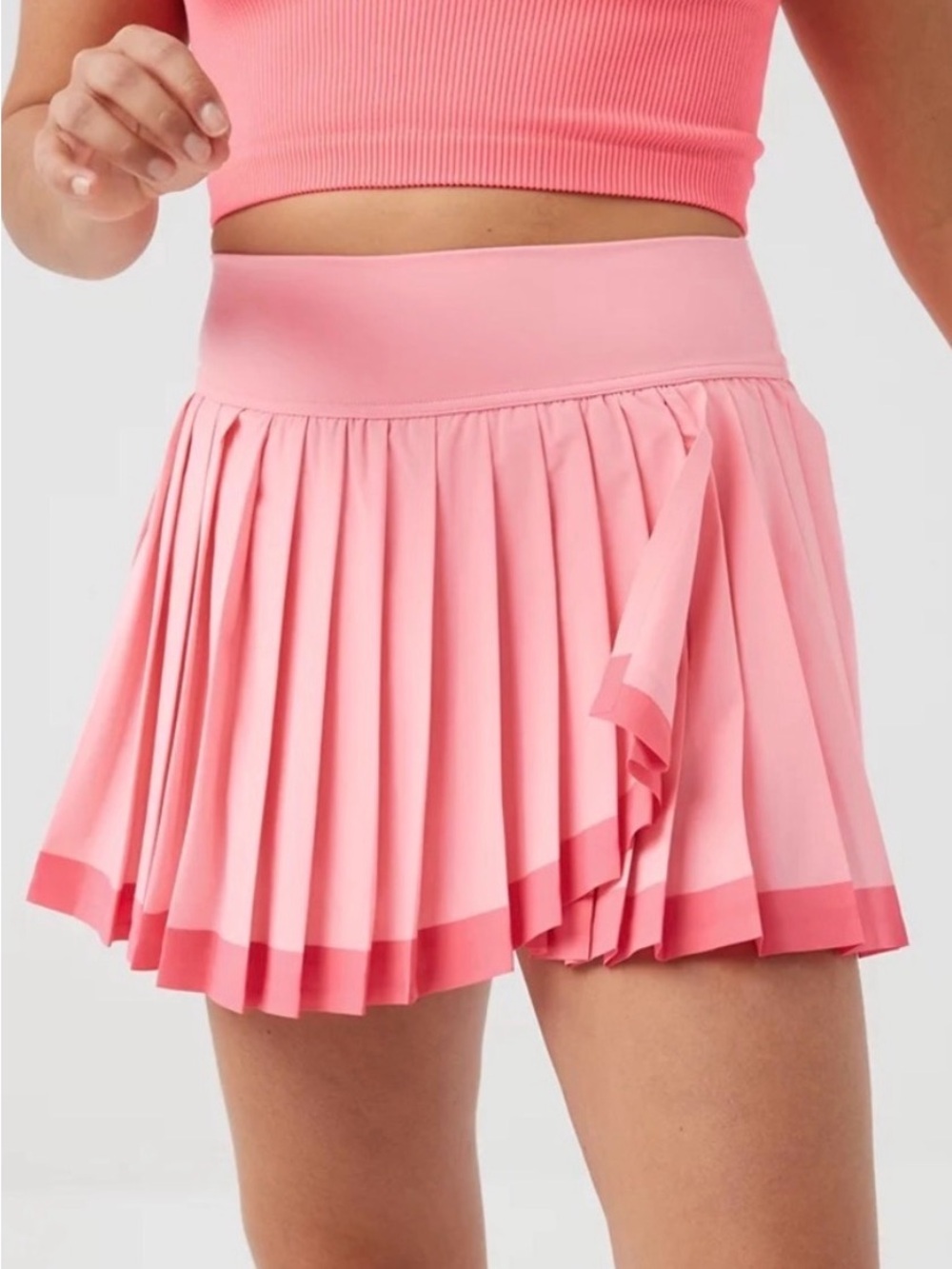 aerie Pink Pleated Mini Skirt with Darker Pink Hem